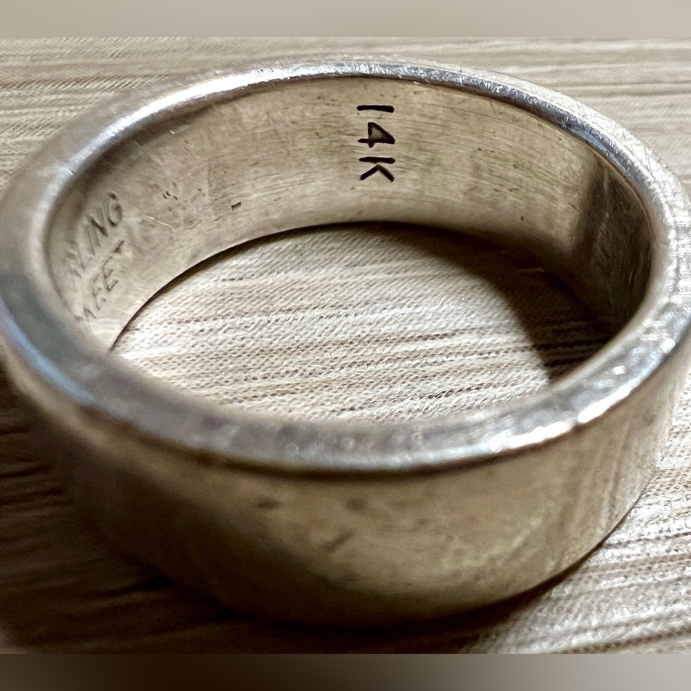 Native American Signed P. SKEET Sterling Silver & 14K Gold Pinky Ring, Size 4 - Picture 7 of 10